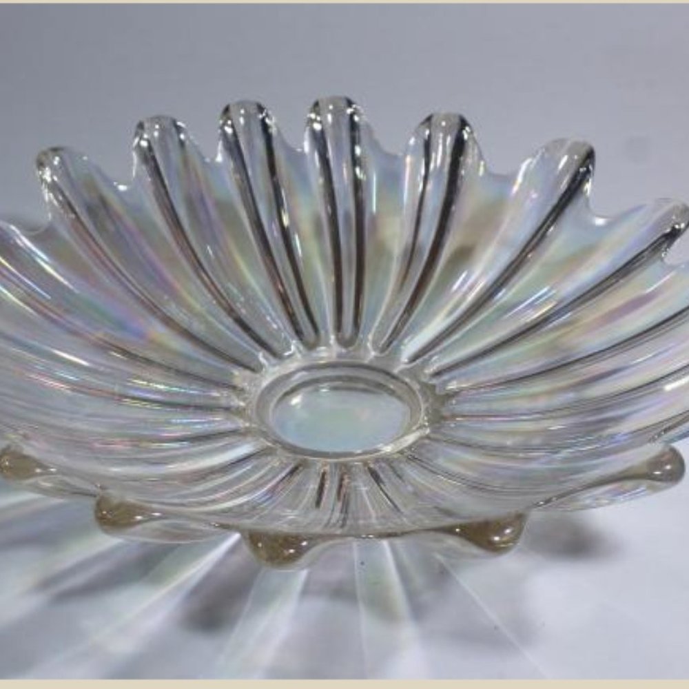 Vintage Iridescent Display Dish Bowl Flower Petal Design